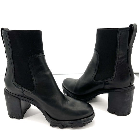 Rag & Bone Shiloh Boot Size 40 US 10 Black Leather Lug Sole Chelsea Ankle Bootie - Picture 7 of 14